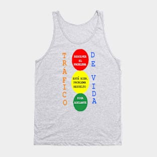 Spanish Life Traffic Design on Light Blue Background Tank Top